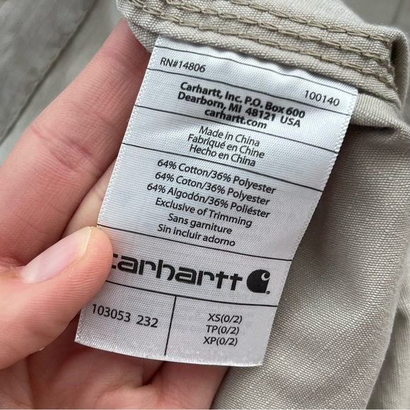 Carhartt Full Zip Utility Cargo Field Jacket Workwear Coat Khaki Tan XS, 0/2 - Picture 9 of 10